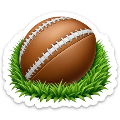 Cinematic Realistic image of an AFL ball resting on a lush, grassy field, showcasing weathered leather textures and intricate markings, bathed in soft, natural lighting that emphasizes its iconic role in the game sticker