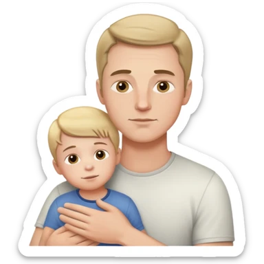 White man with a child, caring pose sticker
