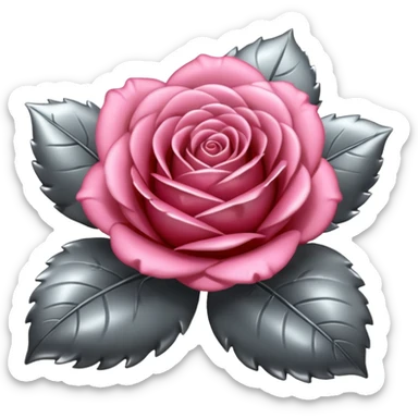 metallic gray chrome rose sticker