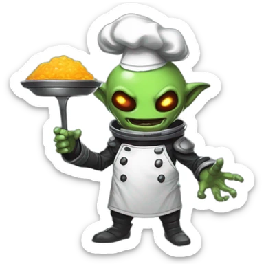 alien chef scifi roguelike rpg style inspired by slay the spire digital art sticker