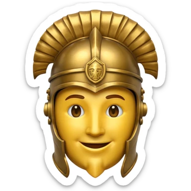 round emoji head with roman empire knight helmet sticker