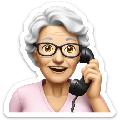 3d hyper realistic senior woman speaking on the phone  sticker