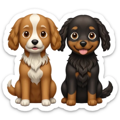 two dogs with wavy hair, one black and one brown sticker