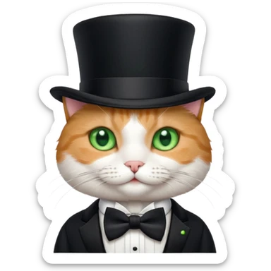 Cat wearing top hat and bow tie sticker