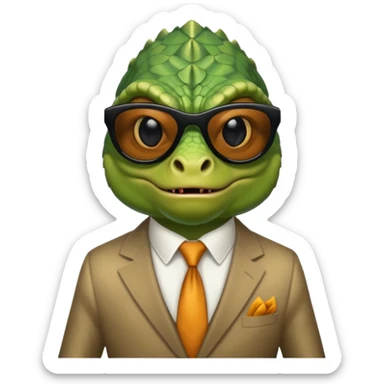 capitalist iguana banker godfather with black sunglasses breakdance scaring sticker