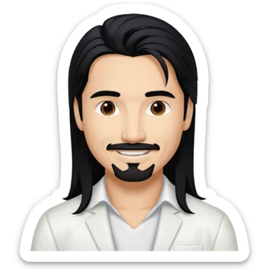 Kevin Richardson from Backstreet Boys with long black hair, white outfit sticker