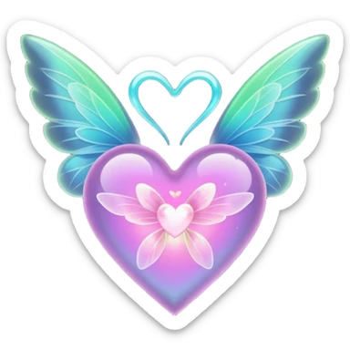 glow in the dark heart with fairy wings sticker