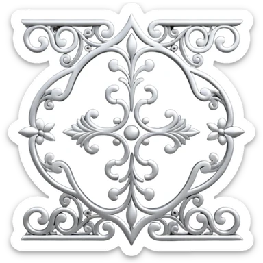 Black and silver filigree page divider, 3D, extremely detailed design sticker