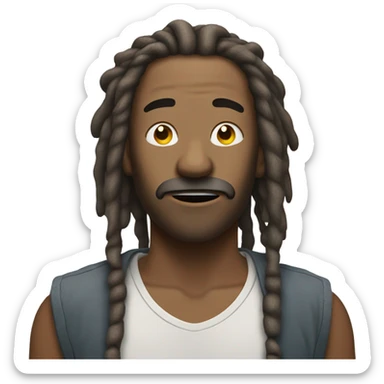 man with dreads showing him breathing air coming out sticker