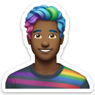Individual Gay man with rainbow hair headshot sticker