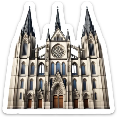 Cinematic Realistic Cologne Cathedral Landmark Emoji, showcasing Gothic architecture rendered with detailed stone textures and majestic, dynamic lighting. sticker