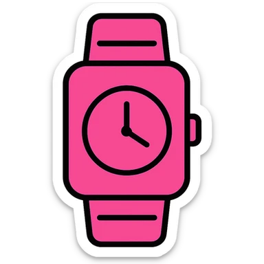 pink smart watch, color icon style, clean and modern sticker