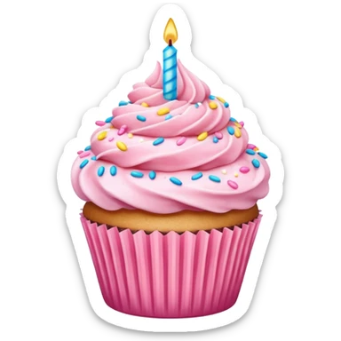  birthday Cupcake with pink icing sticker
