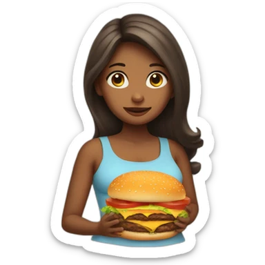 Girl pregnant with a burger sticker