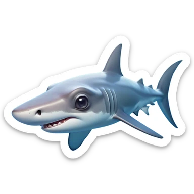 Cinematic Cute Hammerhead Shark Portrait Emoji, Head tilted playfully and inquisitively, with a charming, distinctive hammer-shaped head and wide, expressive eyes on either side, a sleek, smooth body accented by gentle fin curves, Simplified yet irresistibly adorable features, highly detailed, glowing with a soft, inviting ocean glow, high shine, affectionate and lively, stylized with a touch of whimsical marine charm, soft glowing outline, capturing the essence of a mischievous yet endearing hammerhead that seems as if it could swim out of the screen into your heart! sticker