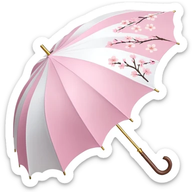 A beautiful pretty cute pastel pink and white umbrella-parasol with sakura patterns  sticker