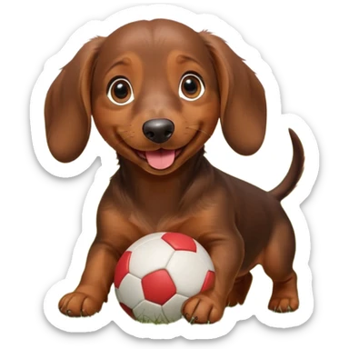 Perrito salchicha marrón sonriendo y jugando, dame varias variantes sticker