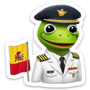 kermit as airline pilot with spanish flag in the background sticker