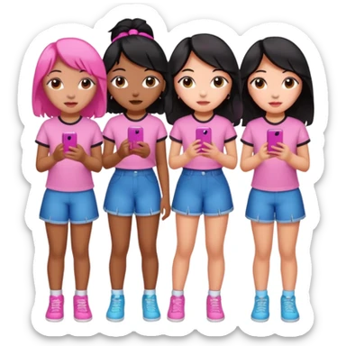 Katseye music group 6 members all girl 2 brown girl 1 korean 1 latina 1 girl black hair pink highlights sticker