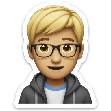 a asian boy with square like glasses being gay with pride flag sticker