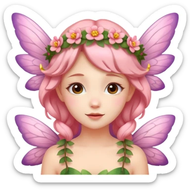 Fairy with wings flower crown on head sticker