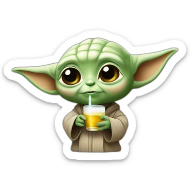 Bébé Yoda qui bois un verre de coca sticker