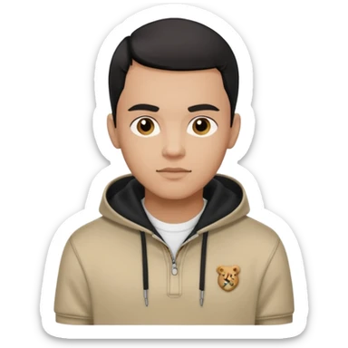 Light skin handsome guy with black combover hairstyle wearing a Burberry polo hoodie  sticker