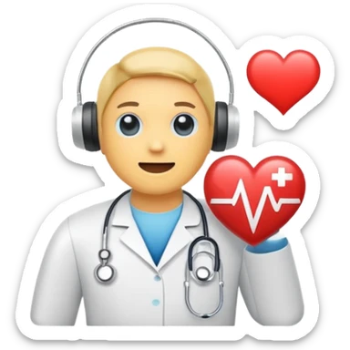 Medical chatbot logo emoji, speech bubble + heartbeat, minimal, friendly, professional sticker