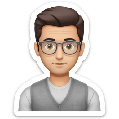 generate a pretty bratz emoji 
Make her look like hrithik roshan wearing white tee with a grey v neck sleeveless weater vest over it. wearing rectangle spectacles

he should look exactly  like hrithik roshan. looking autistic sticker