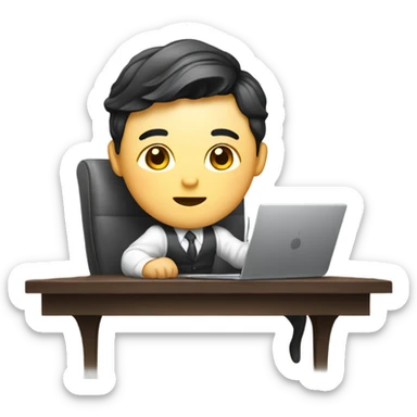 Rich man working setting on a chair and near the table with laptop he is Korean idol   sticker