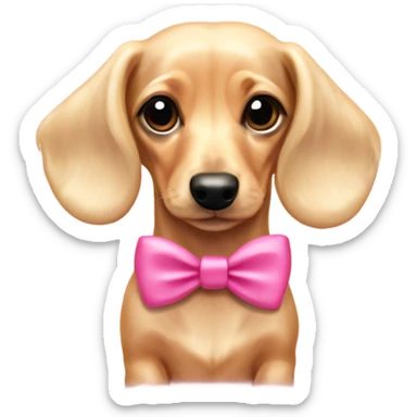 Blonde English cream mini dachshund with pink bow  sticker