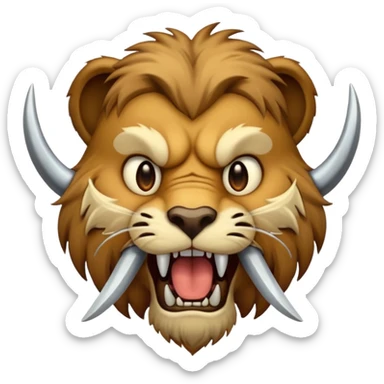 mammoth and saber tooth cat face sticker