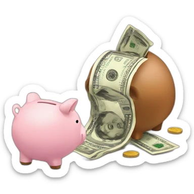 putting money in a piggy bank sticker