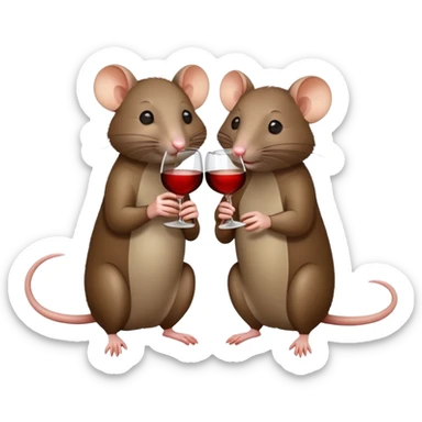 Two realistic rats drinking wine sticker