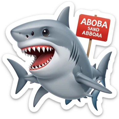 the shark takes out a sign with the inscription ABOBA sticker