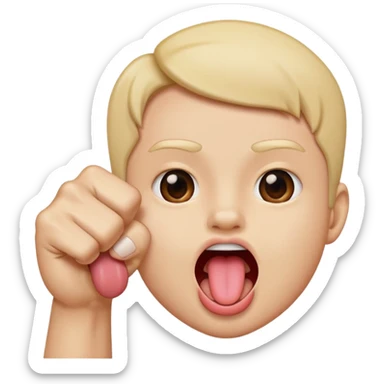 Tongue out face with one fist in front of face sticker