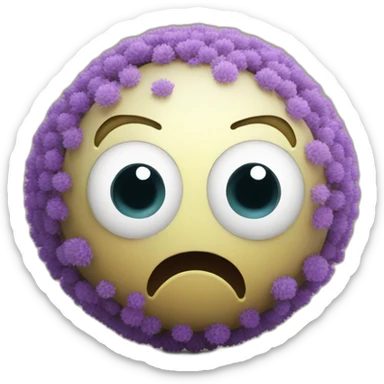 3d sphere with a cartoon allium texture with big childish eyes sticker