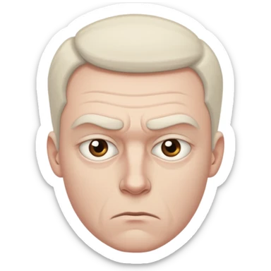 a white man with a suspicious look sticker