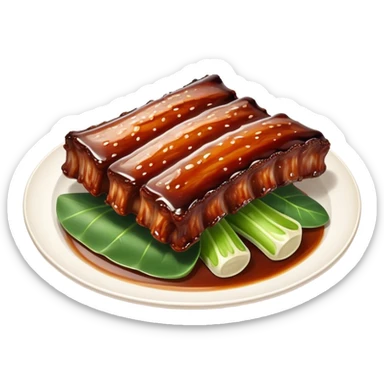 cinematic-realistic-barbeque-ribs-dish-emoji,-depicted-as-succulent,-slow-cooked-ribs-with-a-sticky-smoky-glaze-rendered-with-rich-textures-and-dynamic,-appetizing-lighting. baby back spare ribs sticker