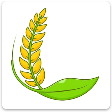 Golden wheat ear floating among green leaves and bright particles, spinning around an ethereal digestive system with soft light texture, while subtle cleansing waves pass through the air like a purifying spell sticker