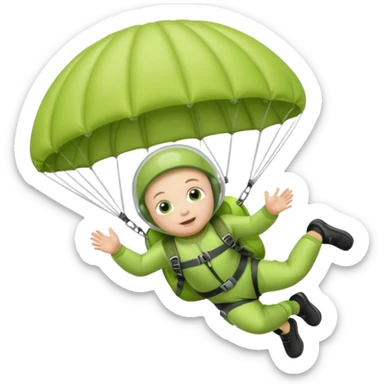 Skydiving baby with parachute and UFO lime sticker