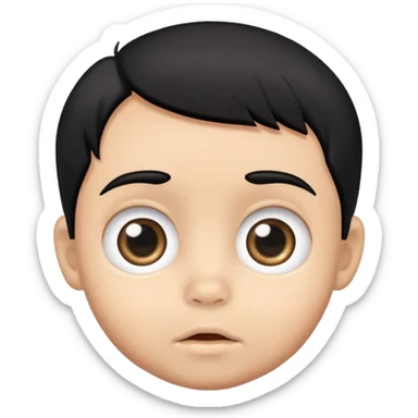 Baby boy face with big eyes, medium skin tone, and black hair sticker