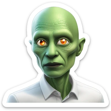 a Reptilian alien woman kissing Vladimir Putin  sticker