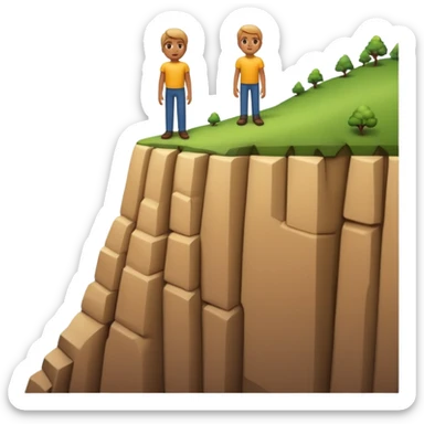 A 3D emoji of a person standing at the edge of a steep cliff in Apple style. The person faces forward, close to the edge, showing a sense of height and danger. Clean, glossy , isolated on white background.


 sticker