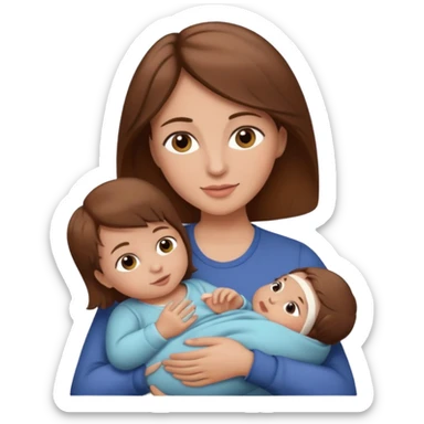 Mother holding infant brown hair fair skin sticker
