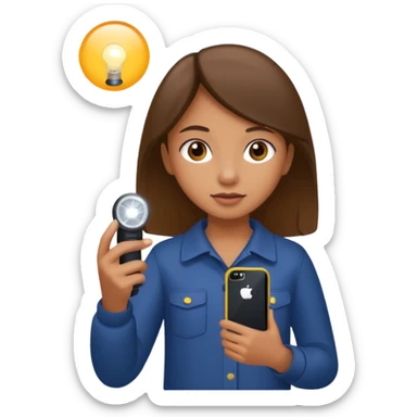 Young girl SMM with Iphone and light in hand sticker