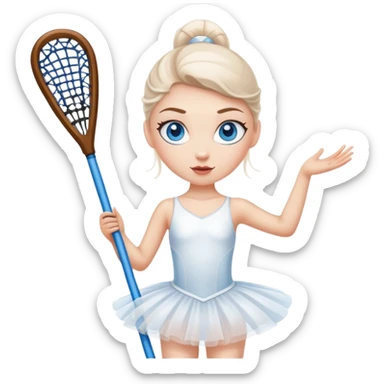 White Ballerina playing lacrosse with blue eyes  sticker