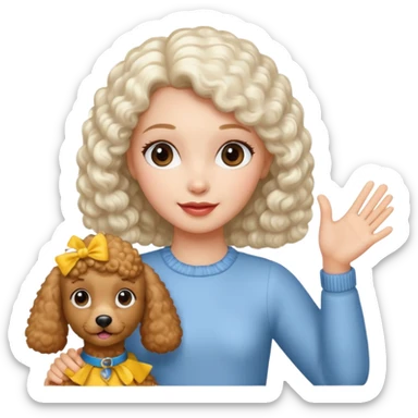 Poodle And girl say goodbye sticker