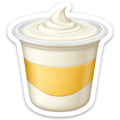 sealed yogurt cup with creamy surface hint. sticker