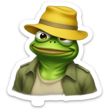 pepe the frog wearing a yellow hat sticker